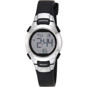 New Women's Sport Silver Armitron Digital Adjustable Resin Strap‎ Watch